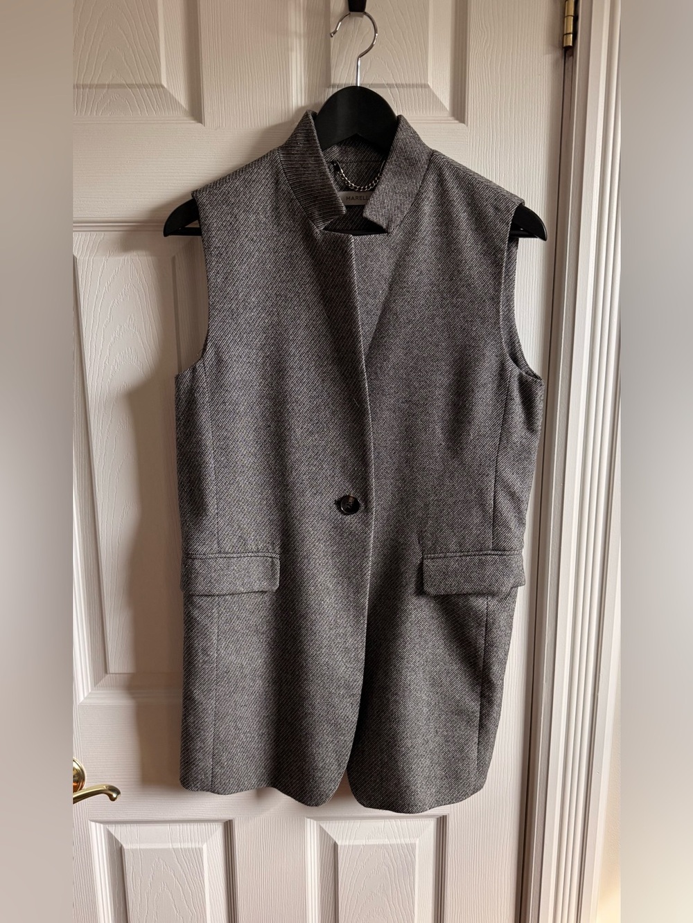 Marella Grey Wool Blend Tailored Long Vest